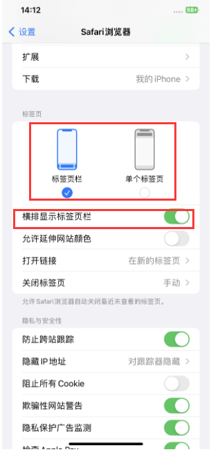 祁东苹果手机维修分享Safari浏览器如何切换标签栏位置 